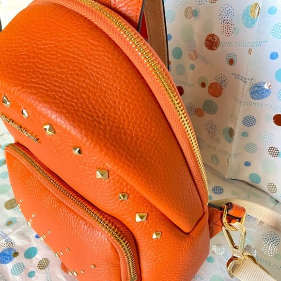 MICHAEL KORS SMALL LEATHER BACKPACK IN TANGERINE main image 6